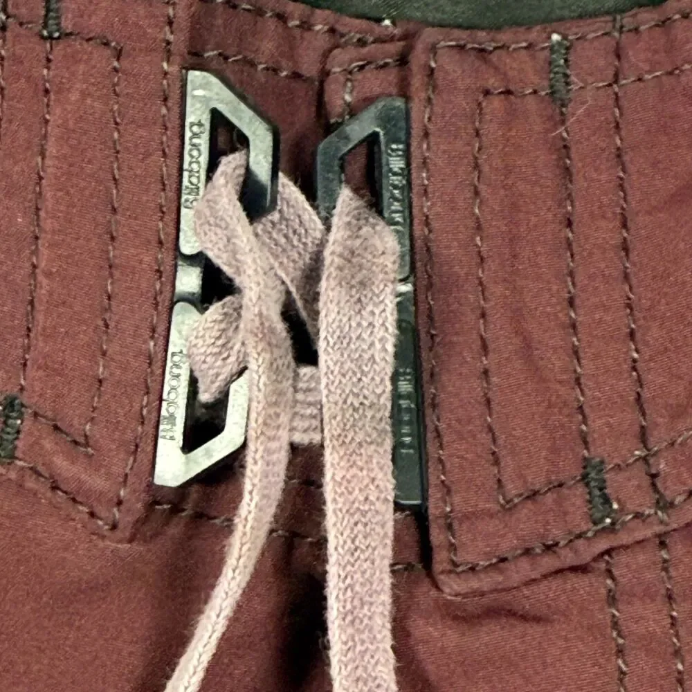 Vintage Y2K Era Billabong Maroon Polyester Cargo Board Shorts Size 36